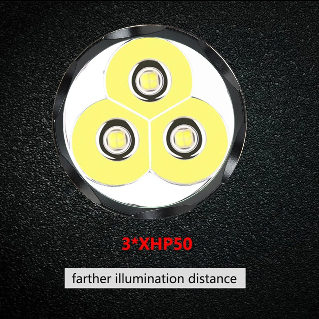 Светодиодный фонарик 3* XHP70, USB Перезаряжаемый водонепроницаемый фонарь, ультра яркий фонарик, USB Перезаряжаемый водонепроницаемый фонарь
