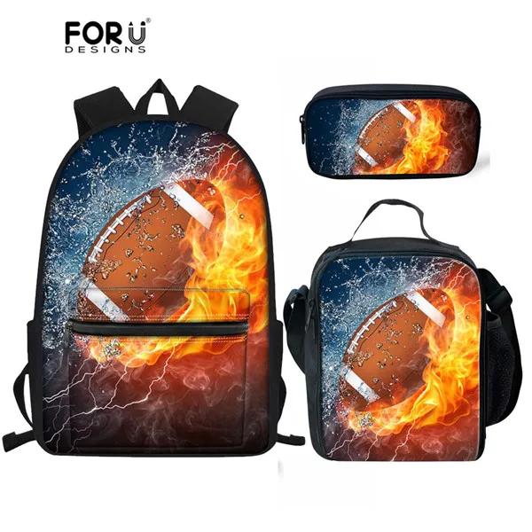 FORUDESIGNS/школьный в комплекте с набором подходящих сумок для детей 3 шт./компл. книга сумки на плечо 3D в форме мяча узор Детский рюкзак большой школьный рюкзак для мальчиков Mochila - Цвет: H6060Z58GK