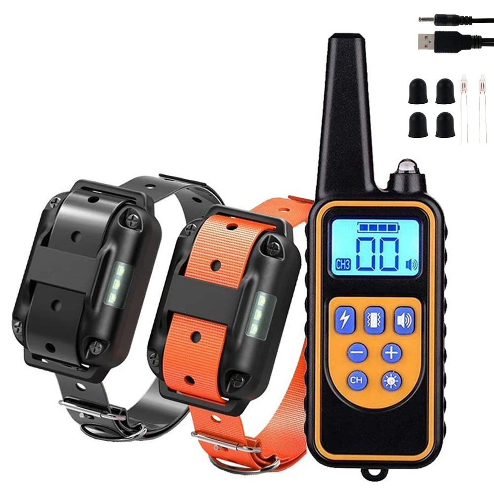 Collar de entrenamiento eléctrico para perro, 800m, Control remoto para mascotas, impermeable, recargable, para todas las tallas, Dispositivo contra ladridos, Adiestramiento