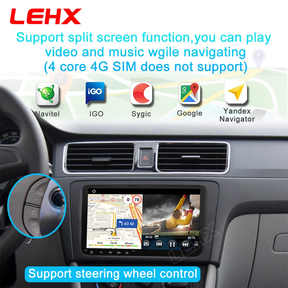 Автомагнитола LEHX 9 дюймов Android 0 GPS 2 Din USB для VW Skoda Octavia golf 5 6 touran passat B6 jetta polo