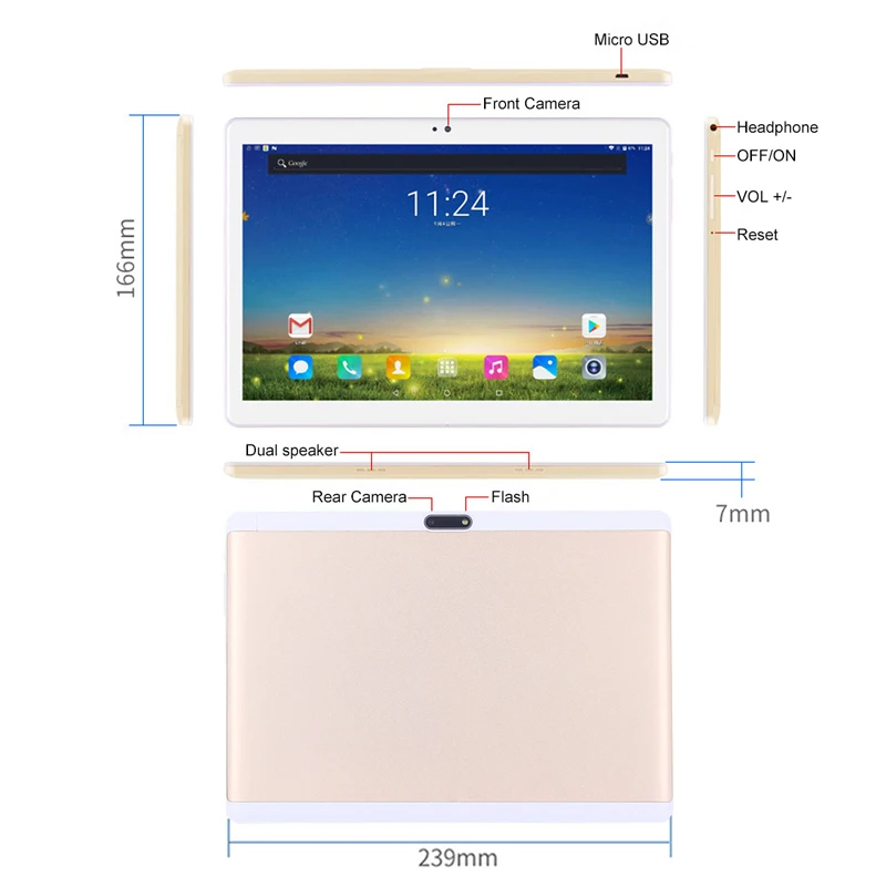  1920*1200 IPS 10 inch Tablet PC 10 core Android 8.0 RAM 6GB ROM 64GB Dual SIM card 4G Phone tablets