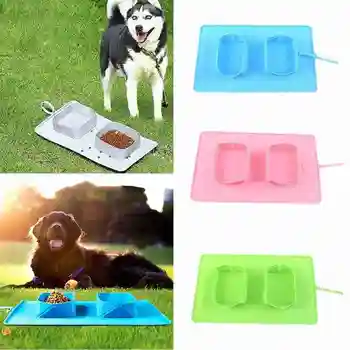 

Portable Folding Pet Dog Silicone Bowl Folding Travel Feeding Pad Prevent Obesity Dogs Supplies Dropshipping