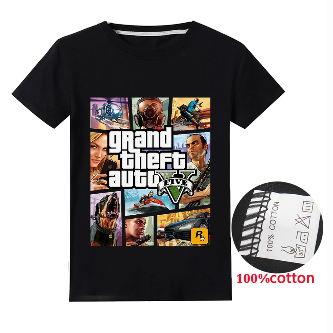 Новые летние футболки детская одежда для мальчиков с принтом «Grand Theft Auto GTA 5» хлопковые футболки с короткими рукавами Топы для малышей, Детская толстовка с капюшоном