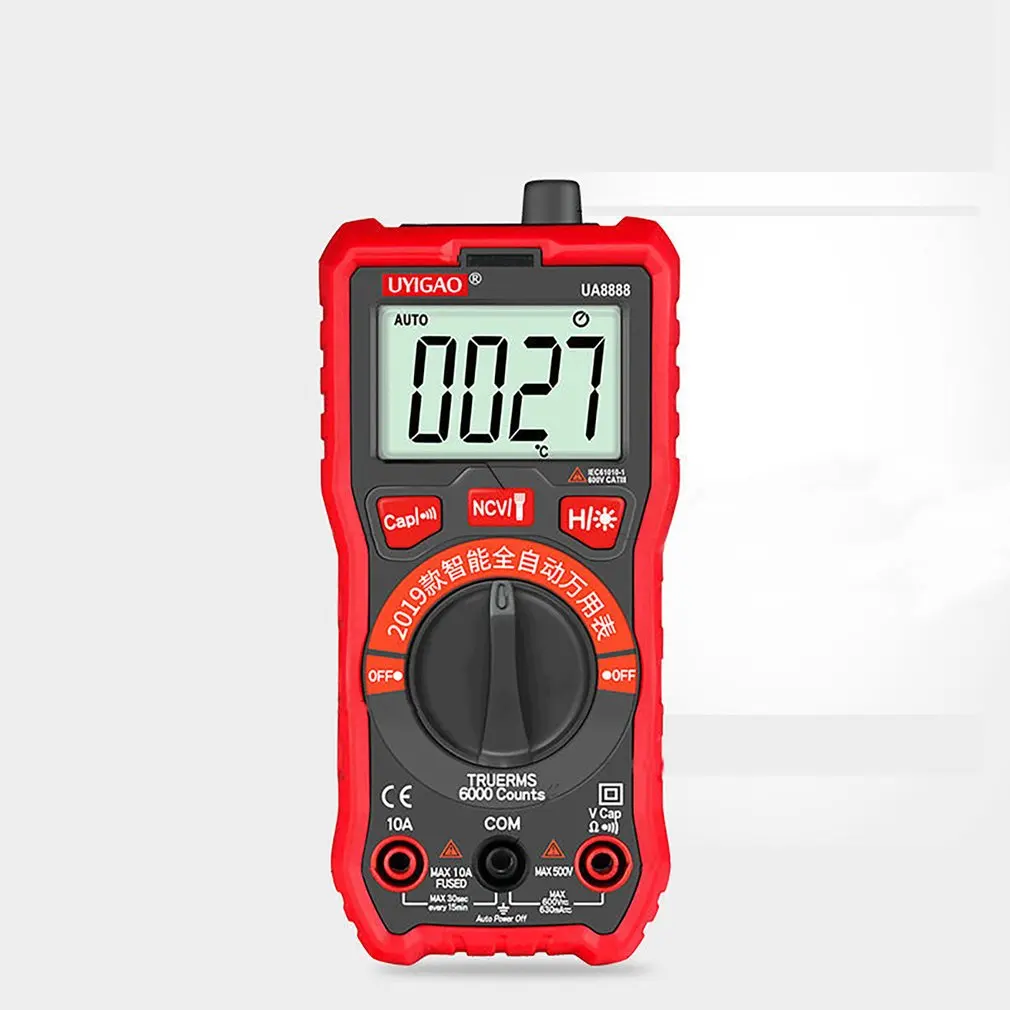 UA8888 ЖК-цифровой мультиметр автоматический диапазон True RMS AC/DC Вольт Ампер Ом Емкость NCV Тестер светодиодный свет