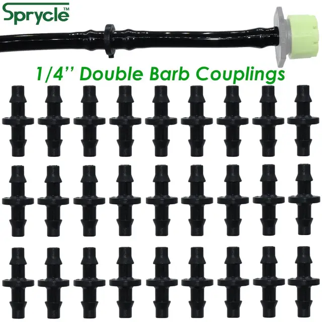 Sprycle 50 Pc 4/7 Mm -Es Műanyag Tengelykapcsolók Dupla Szöges Csatlakozó 1/4 "-Es Csövek Tömlő Javító Póló Csepegtető Kerti Üvegház