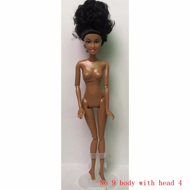 1 шт. пластиковая 11 шарнирная черная Обнаженная Кукла тело 29 см обнаженное Африканское тело с головой для 1/6 кукла DIY аксессуары для игрушечной куклы подарок - Цвет: light brown doll 4
