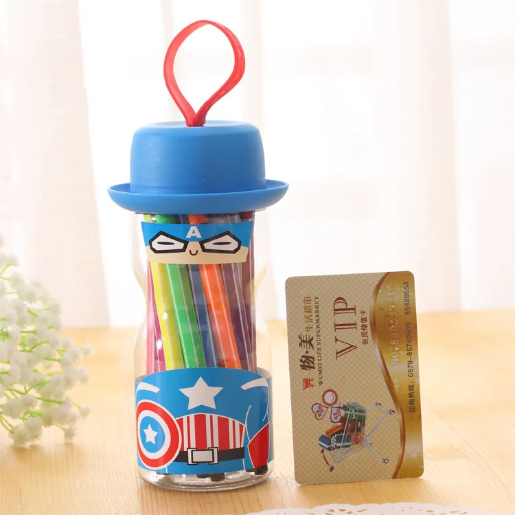 Washable Cartoon Watercolor Pen 12/24 Color Young STUDENT'S Paintbrush Set Child Drawing Kit Children Creative Prizes Sleeves