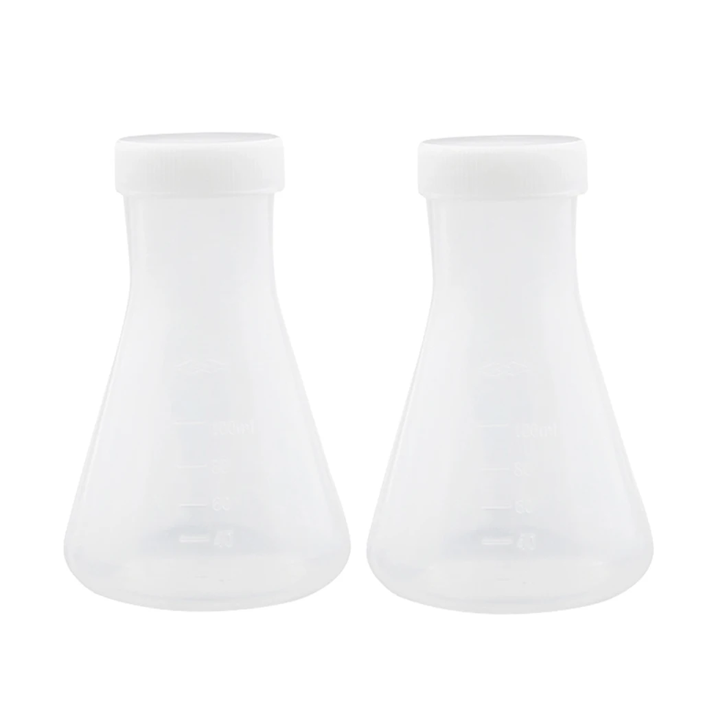 2 Piece 100ml Laboratory Thickened Plastic Conical Flask Erlenmeyer with Cap 2 Piece 100ml Laboratory Thickened Plastic Conical Flask Erlenmeyer with Cap