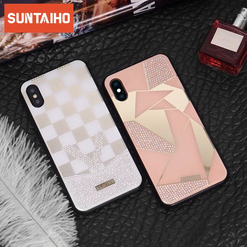 Luxury bling Glitter Plating soft silicon cover case for iphone 6 7 plus 8 X XS XR MAX Diamond glitter back Tempered Glass Cover |