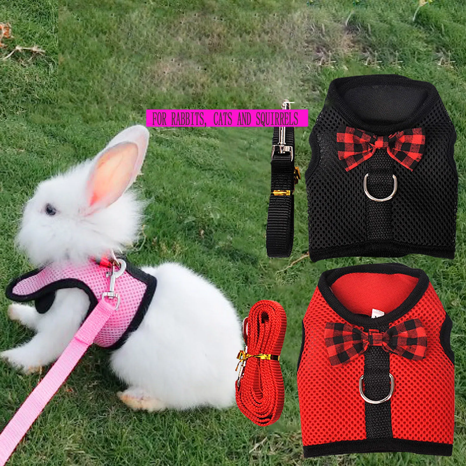 Small Pet Leash Rabbit Undershirt Type Breathable Mesh Chest Strap Soft Harness With Animal | Дом и сад