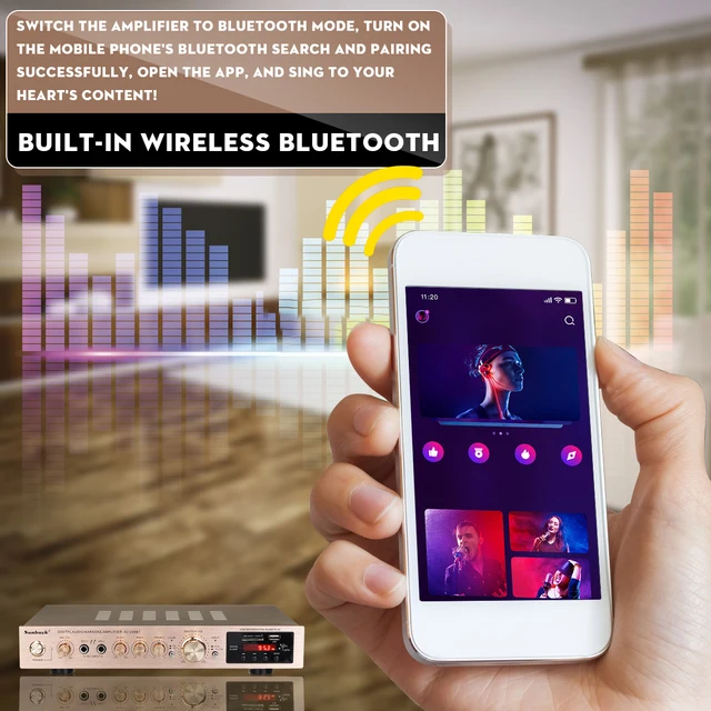 SUNBUCK bluetooth 5 Channel FM 2200W 220V Amplifier with Remote Control Support SD MMC USB LCD Display Audio HiFi Amplifiers 3