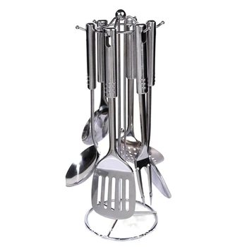 

Stainless Steel Cooking Tool Set Colander Spatula Shovel Spoon Kitchenware Gadgets 7 Pieces Home Kitchen Accessories Set