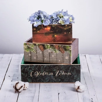 

Set of wooden boxes 3 in 1 without handle "New Year's mood" 4701970