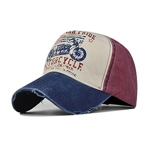 rip curl baseball cap FS 2022 British Style Motorcycle Print Washed Vintage Baseball Cap Women Men Trucker Caps Summer Streetwear Denim Hip Hop Hat mens baseball caps sale