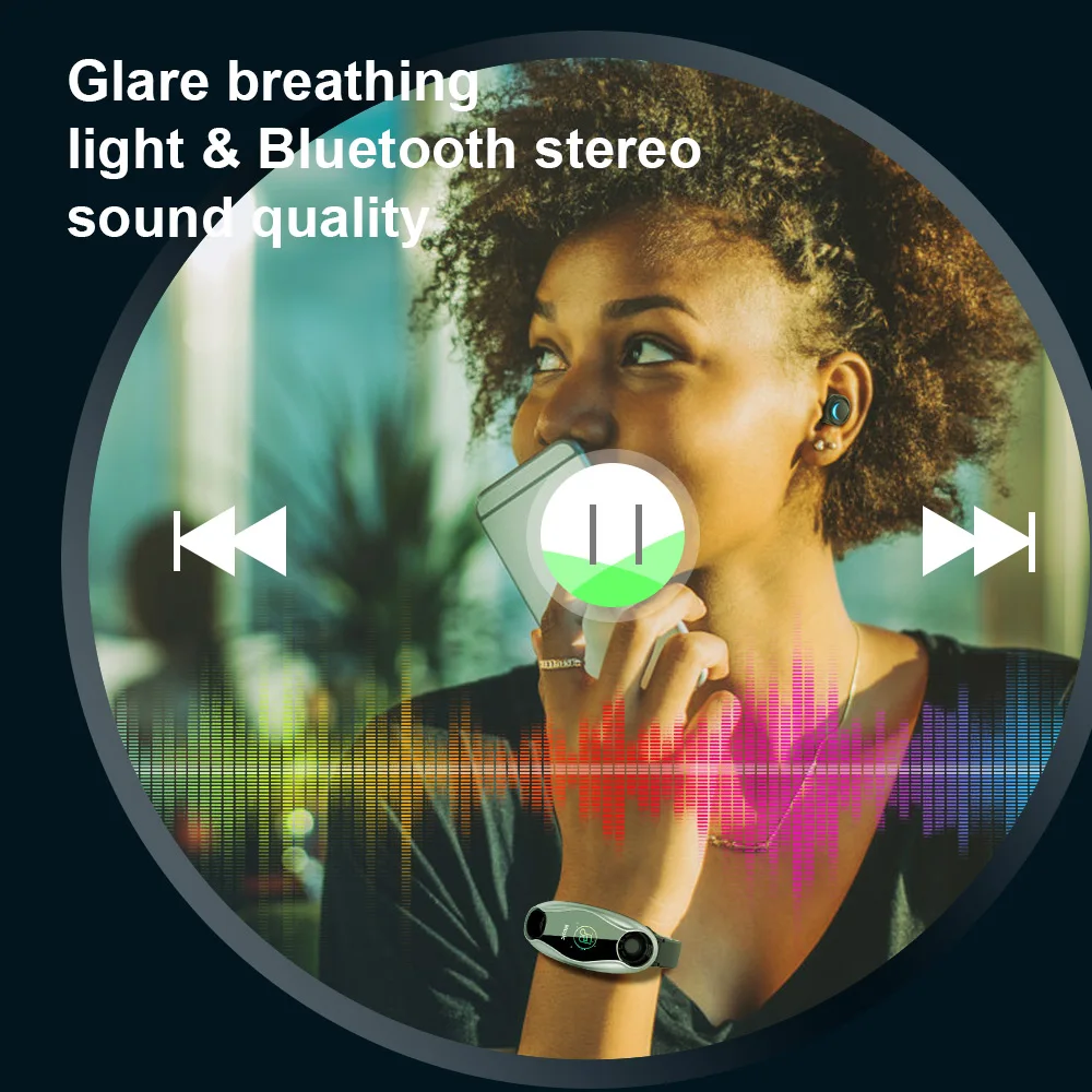 T90 Fitness Bracelet Wireless Bluetooth Earphone 2 In 1 Bluetooth 5.0 Chip IP67 Waterproof Sport Smart Watch for Apple Android