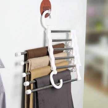 

Stainless Steel Hanger Pants Hanger Scarf Hanger Retractable Plastic Clothes ABS Rack Closet Durable Multifunctional Adjustable