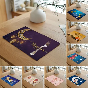 

Muslim Ramadan Decoration For Home EID Linen Mats Eid Mubarak Decoration Muslim Mosque Decorative Supplies Baby Shower Decor Mat