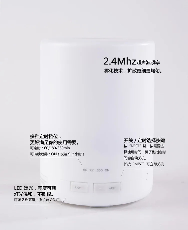 MUJI-style 300 мл цилиндрическая ультразвуковая ароматерапия машина увлажнитель Красочный ночник домашний увлажнитель производители D