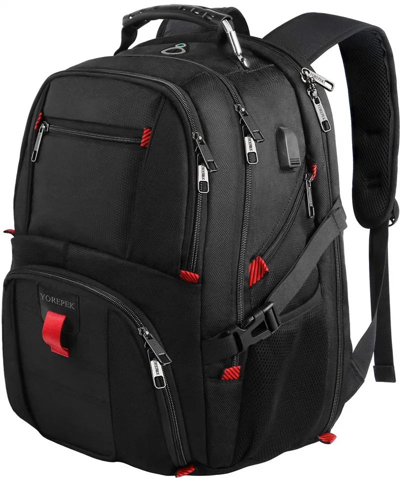 

17 Inch Extra Large Laptop Backpack with USB Charging Port Water Resistant for Men and Women-Black