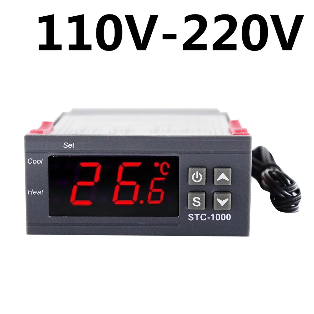 Digital Temperature Controller Thermostat with LED Display and 10A Heating/Cooling Relay