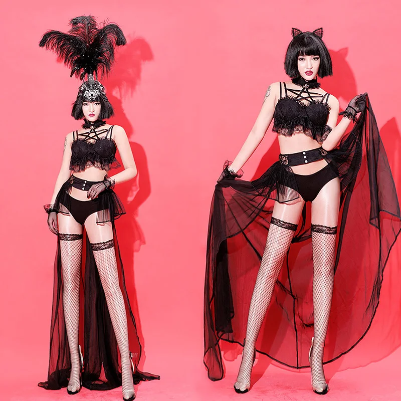 Сценические Костюмы Для Певцов Костюм Ds Ночной Клуб Певица GoGo Воротник Танцевальный Костюм Сексуальная Атмосфера Сетка Сценическое Платье