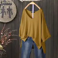 Women's Solid Blouse 2023 ZANZEA Fashion Casual Summer Autumn Tops 3/4 Sleeve Shirts Female V Neck Split Blusas  Tunic - Image 3
