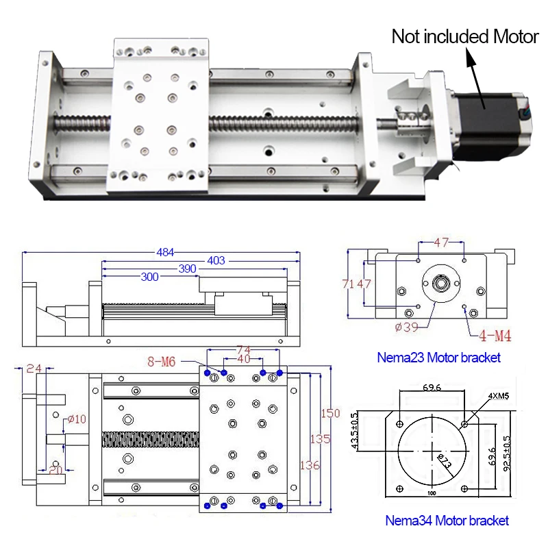12 &quot300 мм ход XYZ Axis Cross электрическая скользящая линейная сцена SFU1605 шариковый