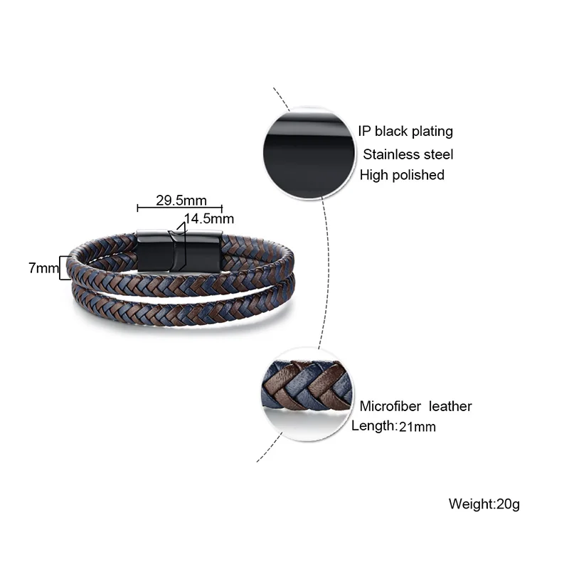 JHSL Brand Fashion Jewelry Male Men Statement Wrap Bracelets & Bangles High Quality Leather Boyfriend Gift New arrival
