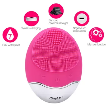 

Wireless Charging Facial Cleansing Brush Waterproof Bamboo-charcoal Ultrasonic Silicone Face Cleansing Pore Clean Skin Care 45