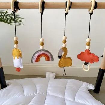1Set Nordic Style Baby Gym Play Nursery Sensory Ring-pull Toy Wooden Frame Infant Room Toddler Clothes Rack Gift Kids Room Decor 4