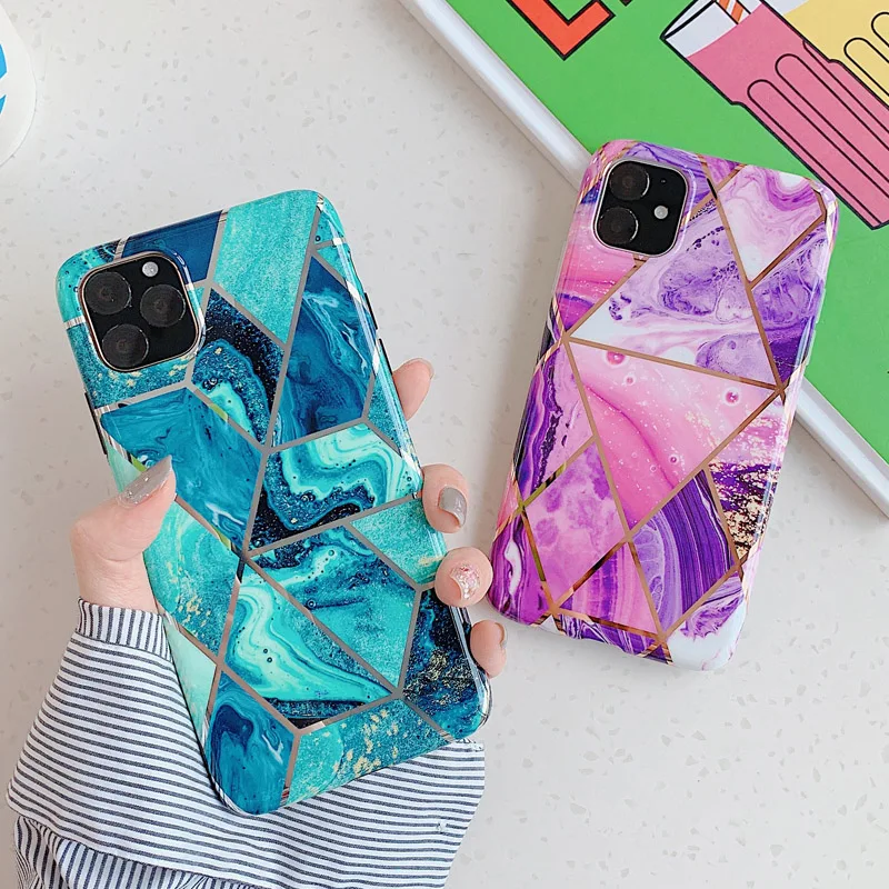 N1986N для iPhone 11 Pro X XR XS Max 6 6s 7 8 Plus чехол для телефона роскошный комбинированный мраморный гальванический Блестящий IMD Fundas для iPhone 11
