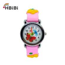 Милый циферблат с бабочкой Детские Кварцевые часы хорошее качество детские повседневные часы Силиконовое платье детские часы браслет подарок часы
