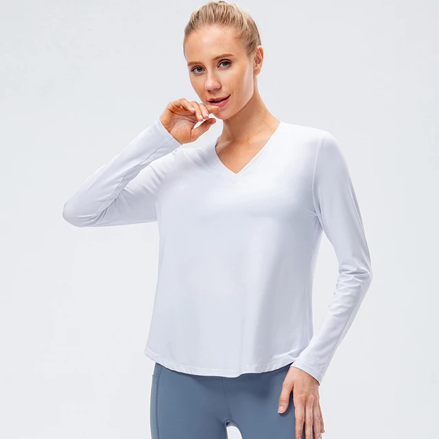 Women Long Sleeve Yoga Running Jogging Shirt  Long Sleeve Athletic Shirts  Women - Yoga Shirts - Aliexpress