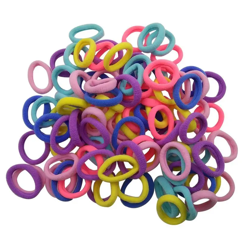 Light color Random 100pcs/lot 3cm Women High Elastic Seamless Ties Lady Hair bands Hair Accessories Birthday Gift Simple Colorful Girl Hair Holder - Цвет: Light color Random