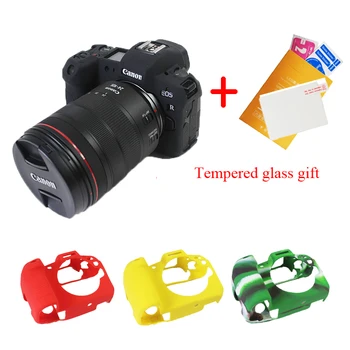 

Nice Soft Camera Bag Silicone Case For Canon EOS R R5 Rubber Camera case Protective Body Cover Skin + Tempered glass gift