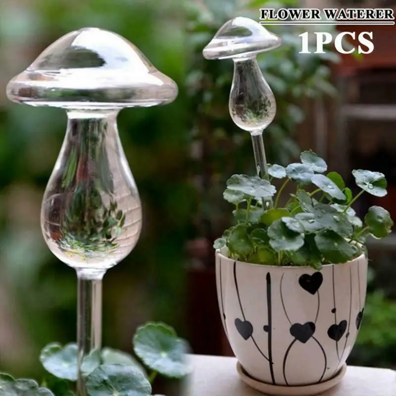 The Mushroom Shaped Automatic Watering Device Transparent Glass Automatic Watering Flower Gardening Supplies