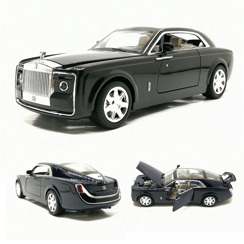 

High simulation 1:24 alloy car model Rolls-Royce shadow metal model with sound and light pull back toys kids gifts free shipping