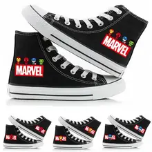 Милые кроссовки Marvel супергерой Человек-паук Железный человек Капитан Америка парусиновая обувь мужские и женские подростковые повседневные студенческие кроссовки