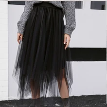 Женские фатиновые юбки, s Faldas Mujer Moda,, модные, эластичные, высокая талия, сетка, пачка, макси, плиссированная, длинная, миди, Saias Jupe, Женская юбка