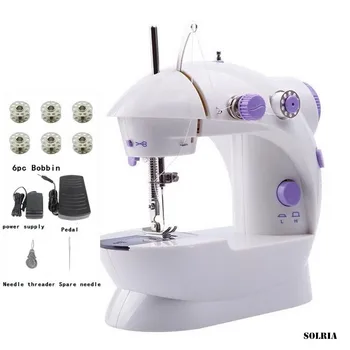 

Mini Sewing Machine Portable Household Night Light Foot Pedal Straight Line Hand Table Two Thread Kit Electric Sewing Machine