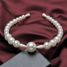 Большие жемчужные повязки для волос, элегантная повязка на голову для женщин, головной убор с милыми ушками для волос, ободок для девушки, принадлежности для волос