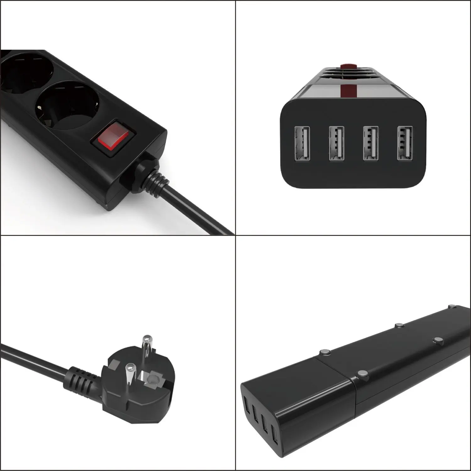 Мощность полосы несколько розетка с USB 3 ЕС розетки 4 Порты съемный Быстрый