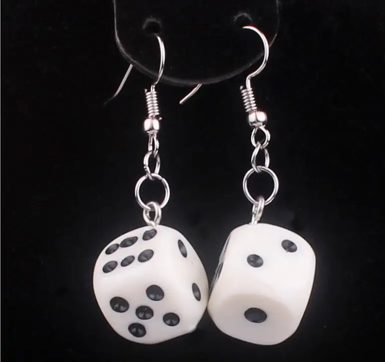 

2020 new 3D Dice Dangle Earrings Necklace Fashion Hip Hop Night Club Jewelry Long Acrylic Dice Earrings Acrylic Funny egirl
