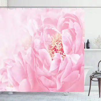 

Shower Curtain for Bathroom 72x72 Summer Blossoming Blossom Delicate Peony Frame Texture Blooming Abstract Blur Valentine