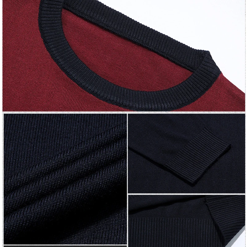Blog Men Brand Sweater Winter New Style Men's Geometric Color Matching Leisure Round Neck Fit Sweater Fashion Men Sweaters