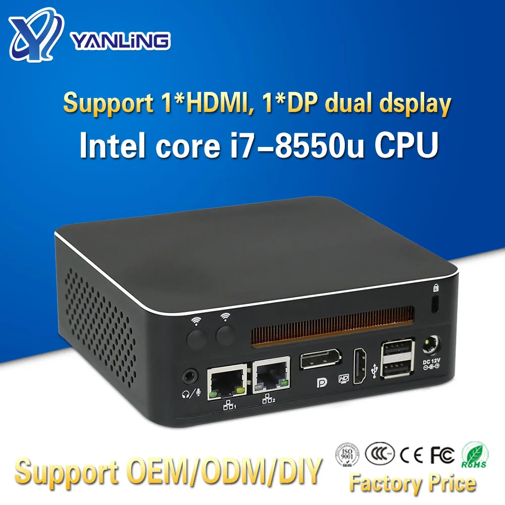 Маленький Домашний Настольный компьютер Yanling 8 го поколения Intel kaby Lake i7 8550u
