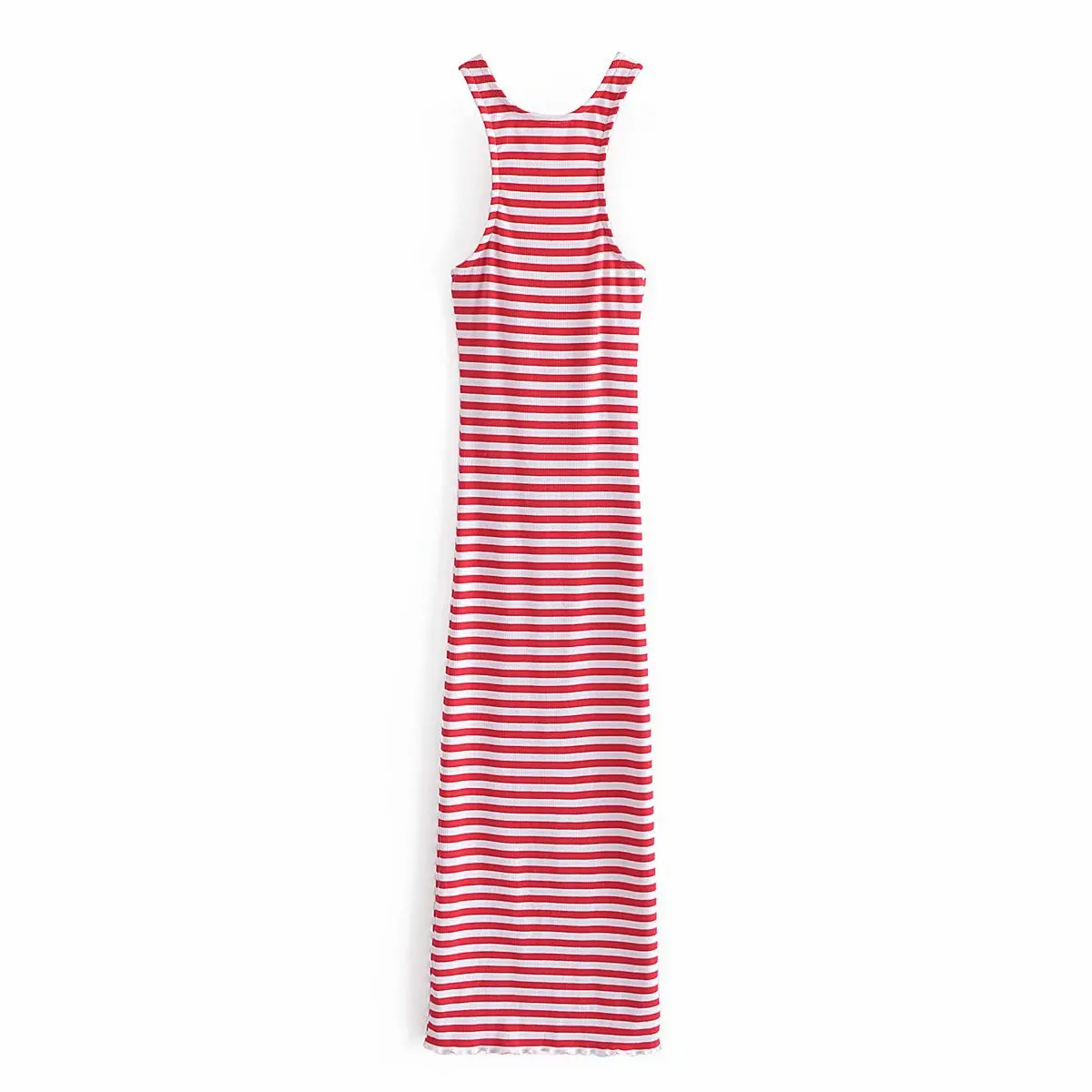 

Striped sundress with a sexy MIDI skirt crossed at the back