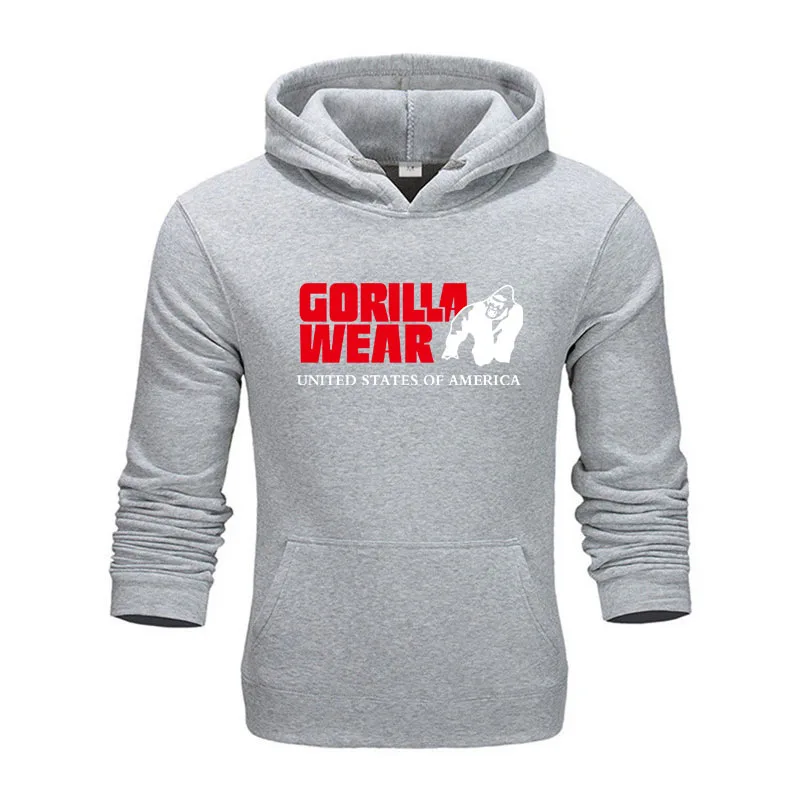gray Бренд Gorilla wear, Красочные мужские хип-хоп уличные однотонные флисовые мужские толстовки, Мужская Утепленная одежда, Зимние толстовки, свободная толстовка - Цвет: gray