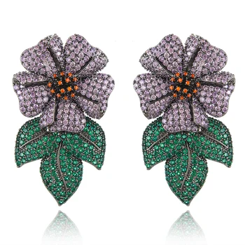 

missvikki New Gorgeous Jewelry Luxury Big Flower Pendant Earrings for Noble Women Bridal Wedding boucle d'oreille femme 2020