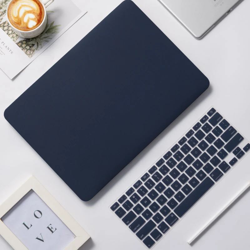 Однотонный чехол для Macbook Air 13 A1932, чехол для клавиатуры, чехол для ноутбука MacBook Air 13 Pro retina 11 12 13,3 15 Touch Bar - Цвет: navy blue-Keyb Cover